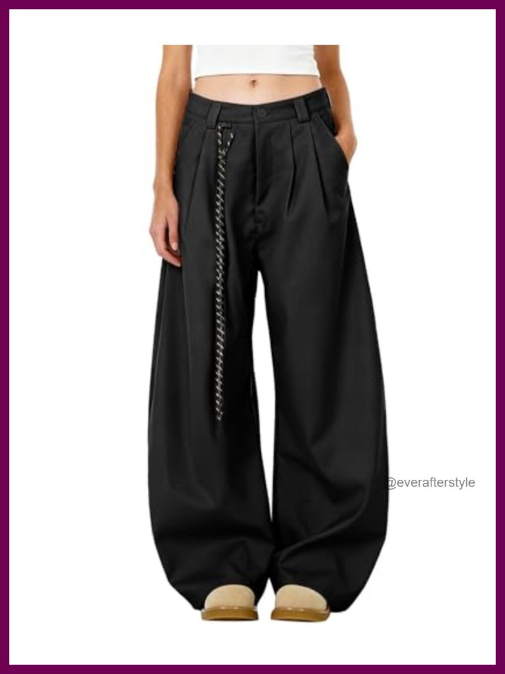 Women's Mid Rise Barrel Leg Pleated Wide Leg Casual Trousers Pants